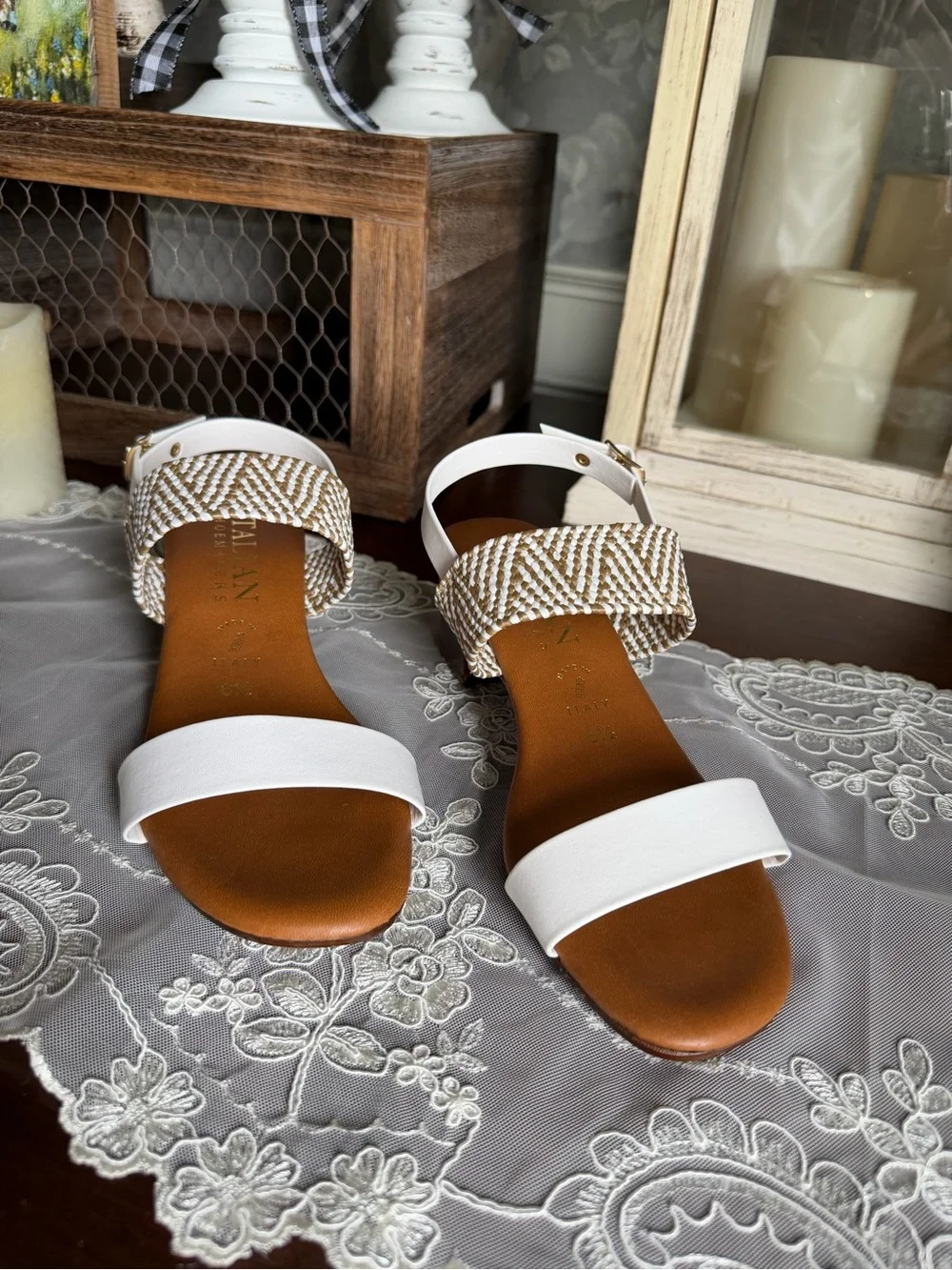 NWOT Italian Shoemakers Made in Italy Block Heel Sandals Shoes Sz 6.5